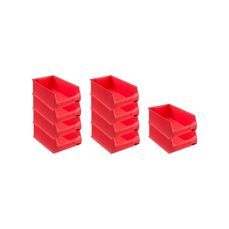 PROREGAL SparSet 10x Rote Sichtlagerbox 5,0 HxBxT 20 x 30 x 50 cm 21,8 Liter Sichtlagerbehälter von PROREGAL