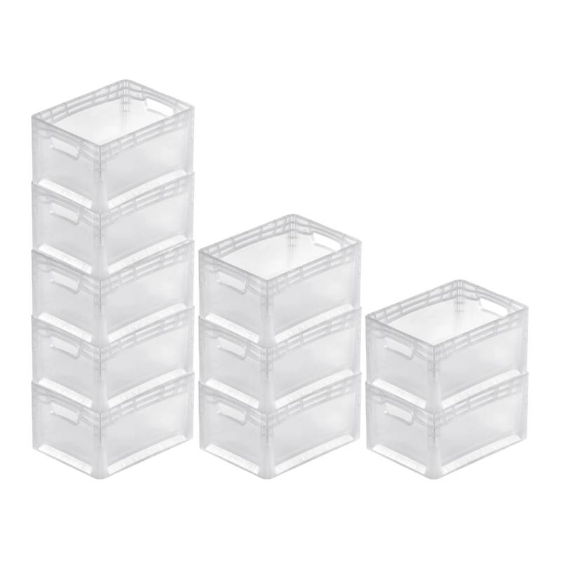 PROREGAL SparSet 10x Transparenter Eurobehälter LightLine mit Offenem Griff HxBxT 22 x 30 x 40 cm 24 Liter Eurobox Transportbox von PROREGAL