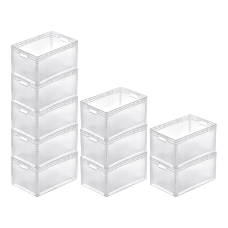PROREGAL SparSet 10x Transparenter Eurobehälter LightLine mit Offenem Griff  HxBxT 32 x 40 x 60 cm 66 Liter Eurobox Transportbox von PROREGAL