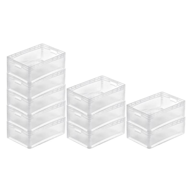 PROREGAL SparSet 10x Transparenter Eurobehälter LightLine mit Offenem Griff HxBxT22 x 40 x 60 cm 46 Liter Eurobox Transportbox von PROREGAL