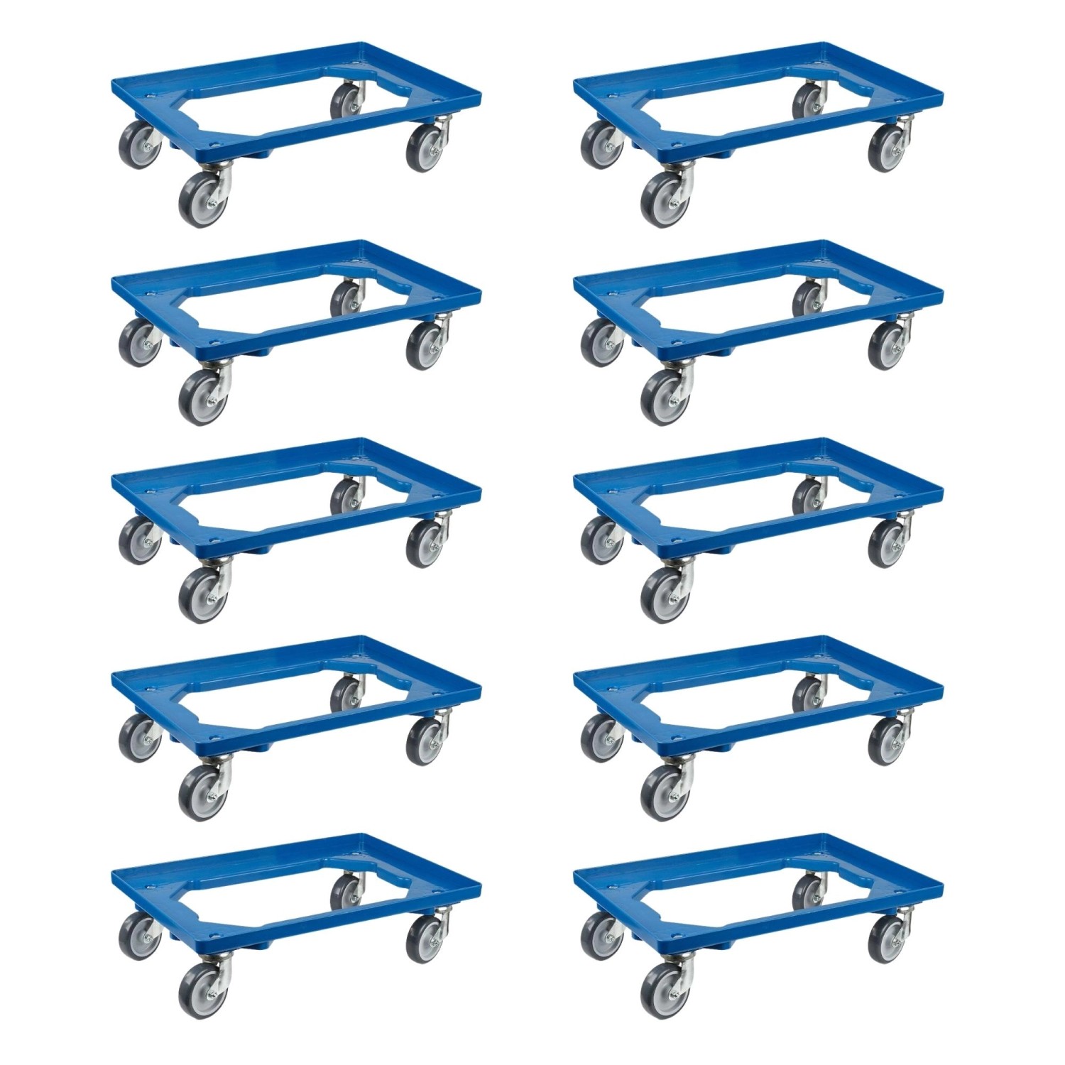 PROREGAL SparSet 10x Transportroller für Euroboxen 60 x 40 cm mit Gummiräder Blau Offenes Deck 2 Lenkrollen und 2 Bockrollen Traglast 300 kg PROREGAL SparSet 10x Transportroller für Euroboxen 60 x 40 cm mit Gummiräder Blau Offenes Deck 2 Lenkrollen und 2 Bockrollen Traglast 300 kg von PROREGAL
