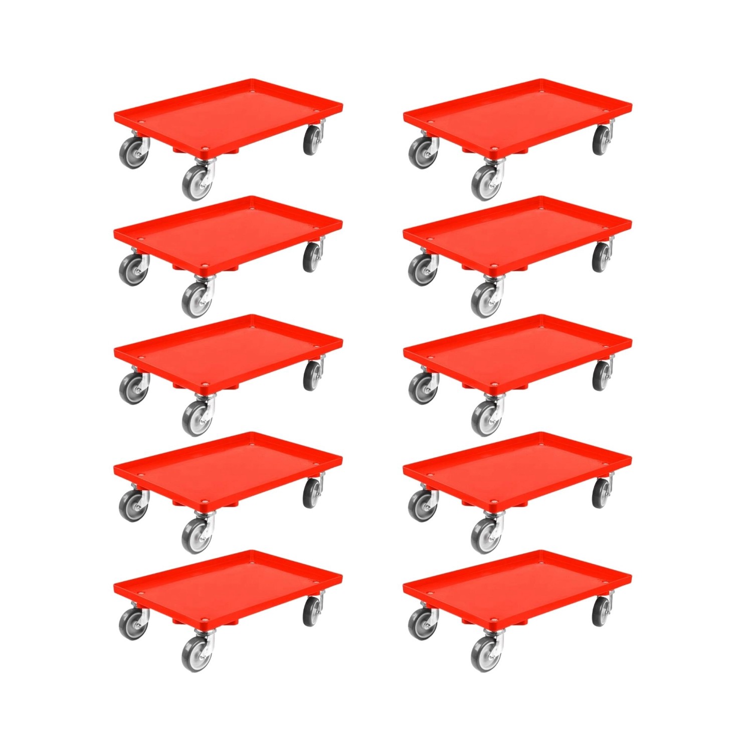 PROREGAL SparSet 10x Transportroller für Euroboxen 60 x 40 cm mit Gummiräder Rot Geschlossenes Deck 2 Lenkrollen und 2 Bremsrollen Traglast 300 kg PROREGAL SparSet 10x Transportroller für Euroboxen 60 x 40 cm mit Gummiräder Rot Geschlossenes Deck 2 Lenkrollen und 2 Bremsrollen Traglast 300 kg von PROREGAL