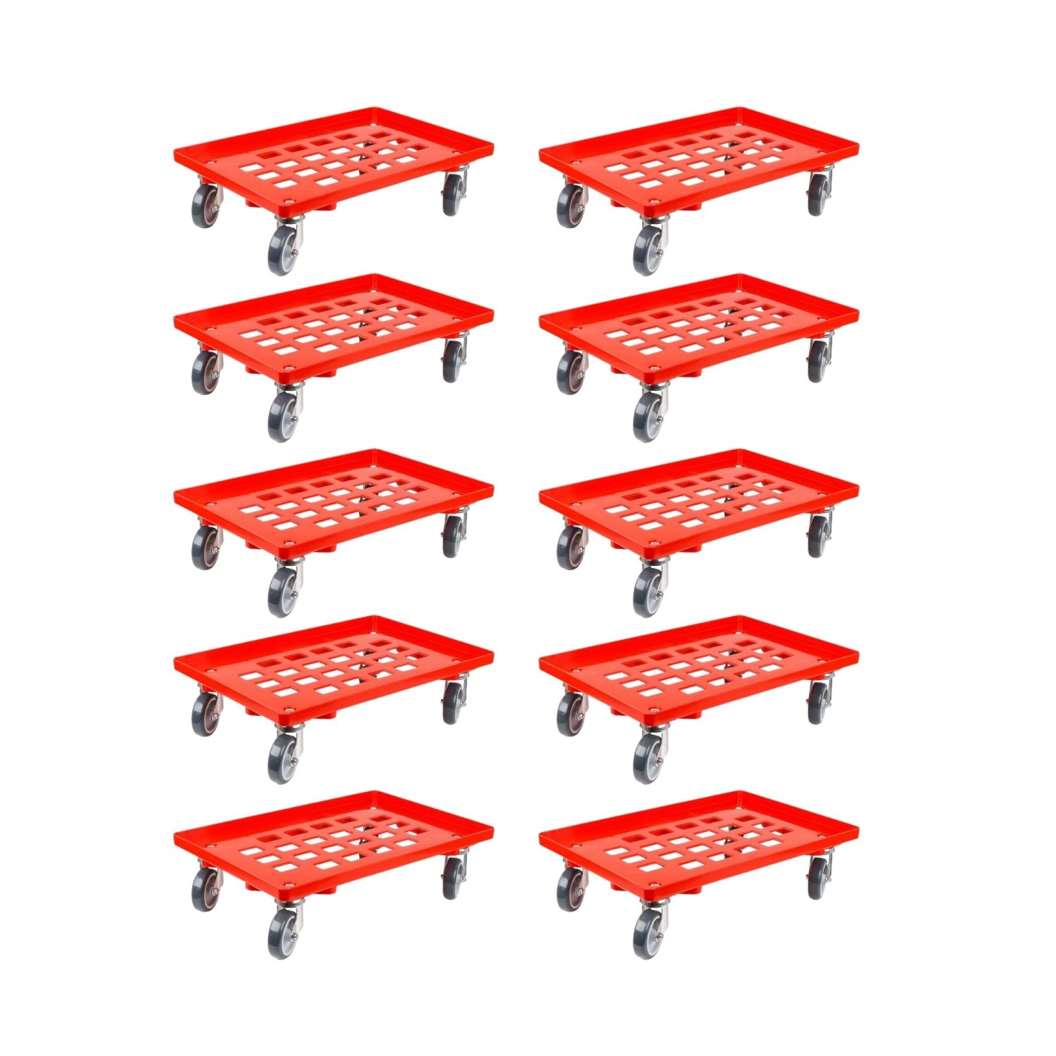 PROREGAL SparSet 10x Transportroller für Euroboxen 60 x 40 cm mit Gummiräder Rot Gitter/Rasterdeck 2 Lenkrollen und 2 Bockrollen Traglast 300 kg PROREGAL SparSet 10x Transportroller für Euroboxen 60 x 40 cm mit Gummiräder Rot Gitter/Rasterdeck 2 Lenkrollen und 2 Bockrollen Traglast 300 kg von PROREGAL