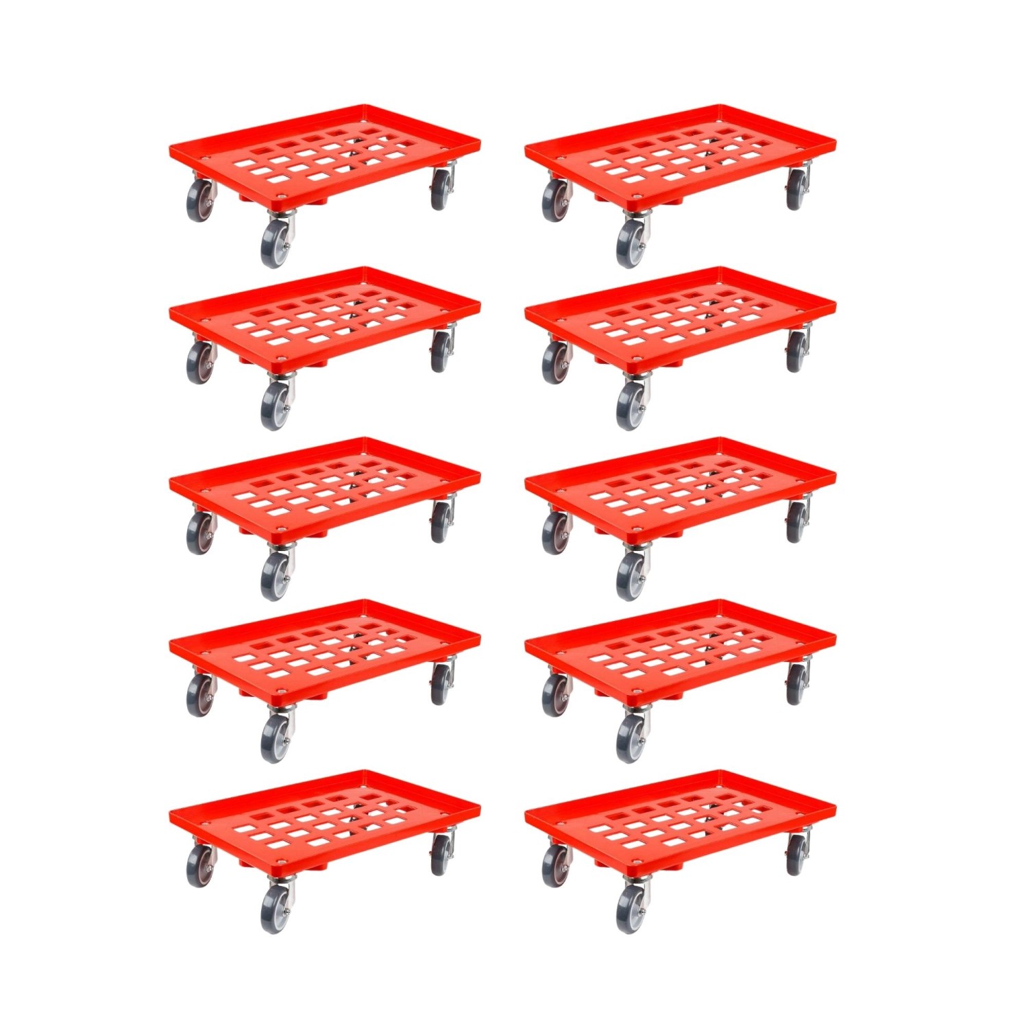 PROREGAL SparSet 10x Transportroller für Euroboxen 60 x 40 cm mit Gummiräder Rot Gitter/Rasterdeck 2 Lenkrollen und 2 Bremsrollen Traglast 300 kg PROREGAL SparSet 10x Transportroller für Euroboxen 60 x 40 cm mit Gummiräder Rot Gitter/Rasterdeck 2 Lenkrollen und 2 Bremsrollen Traglast 300 kg von PROREGAL