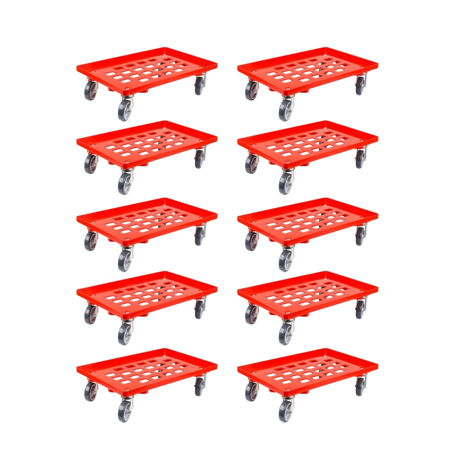 PROREGAL SparSet 10x Transportroller für Euroboxen 60 x 40 cm mit Gummiräder Rot Gitter/Rasterdeck 4 Lenkrollen Traglast 300 kg PROREGAL SparSet 10x Transportroller für Euroboxen 60 x 40 cm mit Gummiräder Rot Gitter/Rasterdeck 4 Lenkrollen Traglast 300 kg von PROREGAL