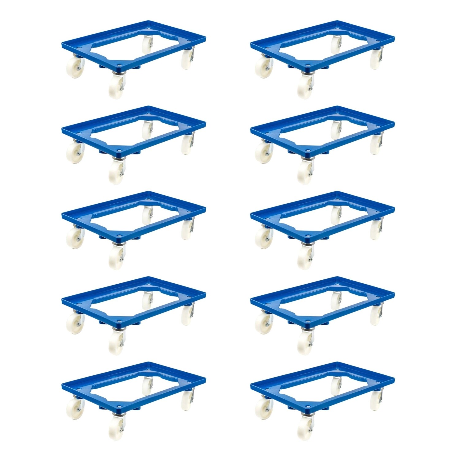 PROREGAL SparSet 10x Transportroller für Euroboxen 60 x 40 cm mit Kunststoffräder Blau Offenes Deck 2 Lenkrollen und 2 Bockrollen Traglast 300 kg PROREGAL SparSet 10x Transportroller für Euroboxen 60 x 40 cm mit Kunststoffräder Blau Offenes Deck 2 Lenkrollen und 2 Bockrollen Traglast 300 kg von PROREGAL