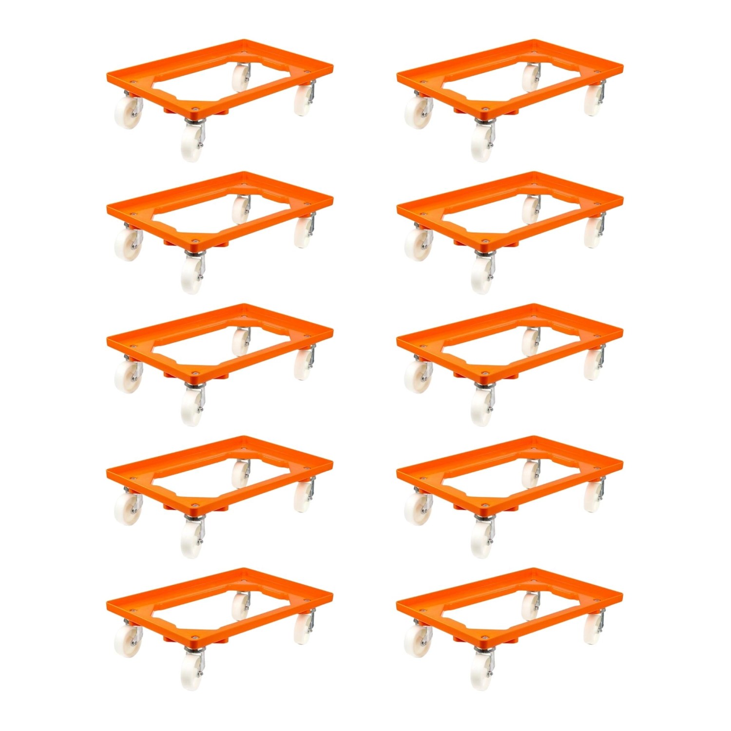 PROREGAL SparSet 10x Transportroller für Euroboxen 60 x 40 cm mit Kunststoffräder Orange Offenes Deck 2 Lenkrollen und 2 Bockrollen Traglast 300 kg PROREGAL SparSet 10x Transportroller für Euroboxen 60 x 40 cm mit Kunststoffräder Orange Offenes Deck 2 Lenkrollen und 2 Bockrollen Traglast 300 kg von PROREGAL