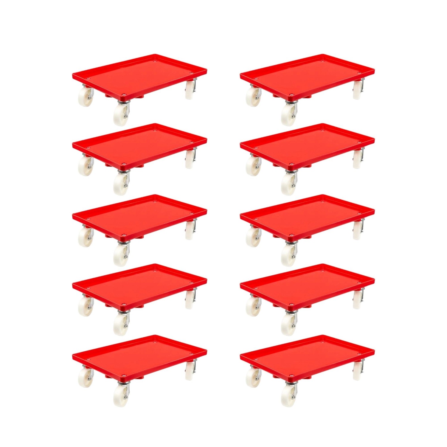 PROREGAL SparSet 10x Transportroller für Euroboxen 60 x 40 cm mit Kunststoffräder Rot Geschlossenes Deck 4 Lenkrollen Traglast 300 kg PROREGAL SparSet 10x Transportroller für Euroboxen 60 x 40 cm mit Kunststoffräder Rot Geschlossenes Deck 4 Lenkrollen Traglast 300 kg von PROREGAL