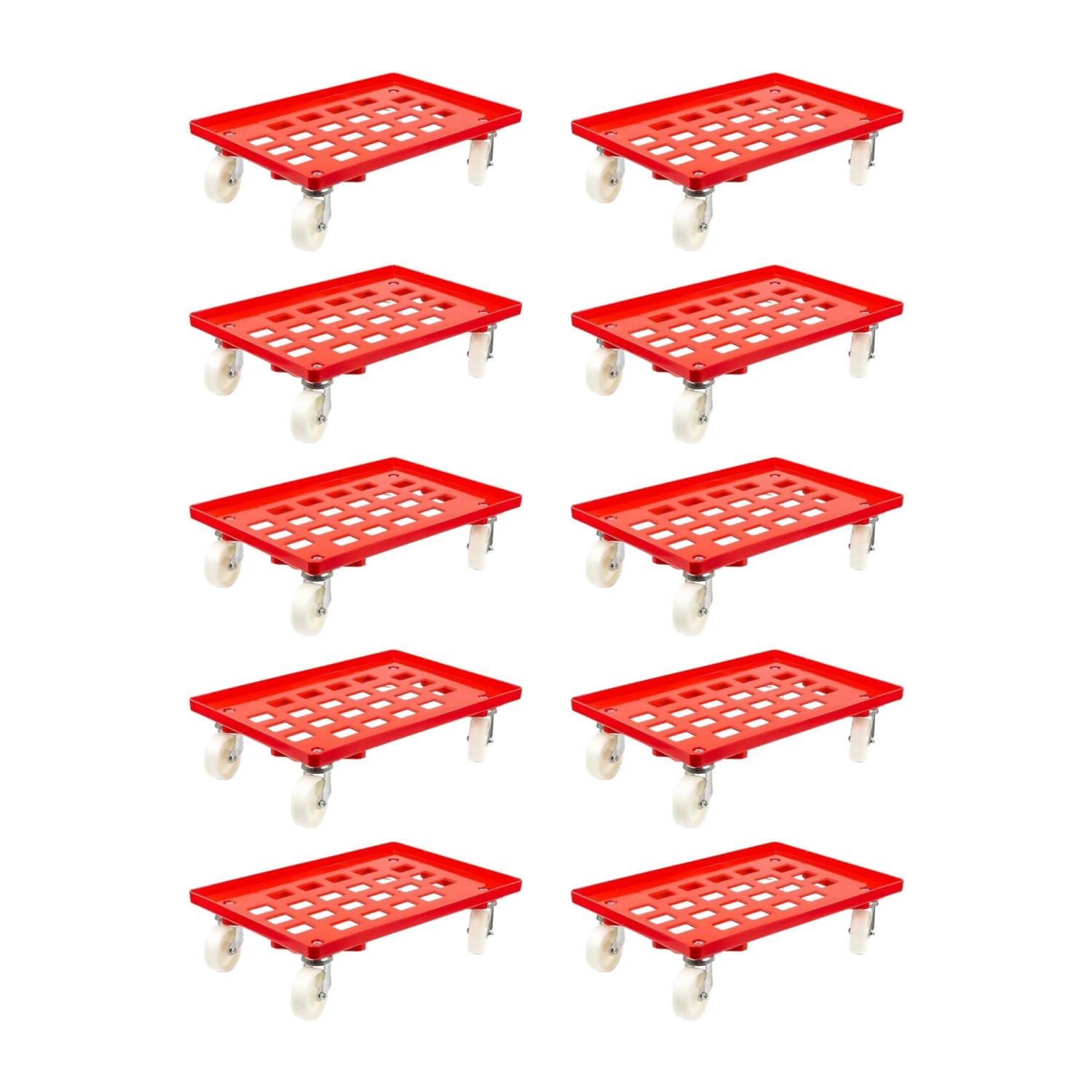 PROREGAL SparSet 10x Transportroller für Euroboxen 60 x 40 cm mit Kunststoffräder Rot Gitter/Rasterdeck 2 Lenkrollen und 2 Bremsrollen 300 kg PROREGAL SparSet 10x Transportroller für Euroboxen 60 x 40 cm mit Kunststoffräder Rot Gitter/Rasterdeck 2 Lenkrollen und 2 Bremsrollen 300 kg von PROREGAL