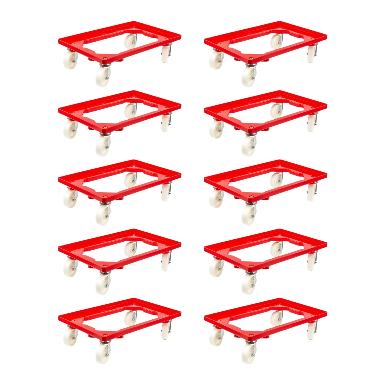 PROREGAL SparSet 10x Transportroller für Euroboxen 60 x 40 cm mit Kunststoffräder Rot Offenes Deck 2 Lenkrollen und 2 Bremsrollen Traglast 300 kg PROREGAL SparSet 10x Transportroller für Euroboxen 60 x 40 cm mit Kunststoffräder Rot Offenes Deck 2 Lenkrollen und 2 Bremsrollen Traglast 300 kg von PROREGAL