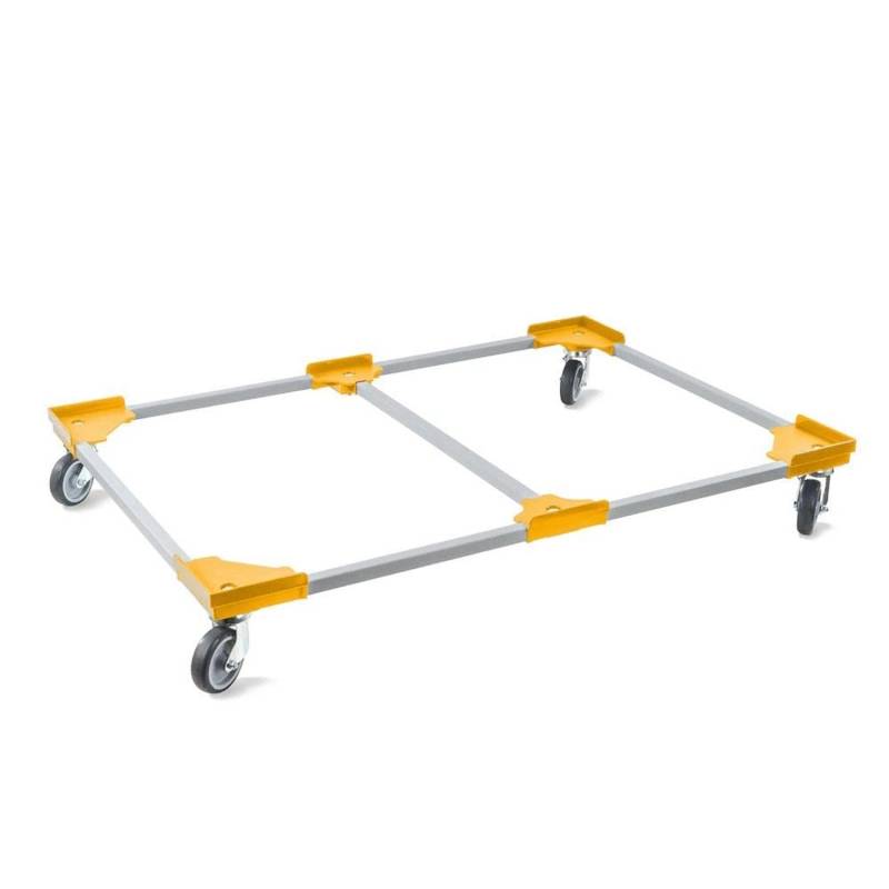 PROREGAL SparSet 12x Profi-Flex Transportroller für Euroboxen 120 x 80 cm mit Gummiräder Gelb unterteilt 4 Lenkrollen Traglast 300 kg von PROREGAL