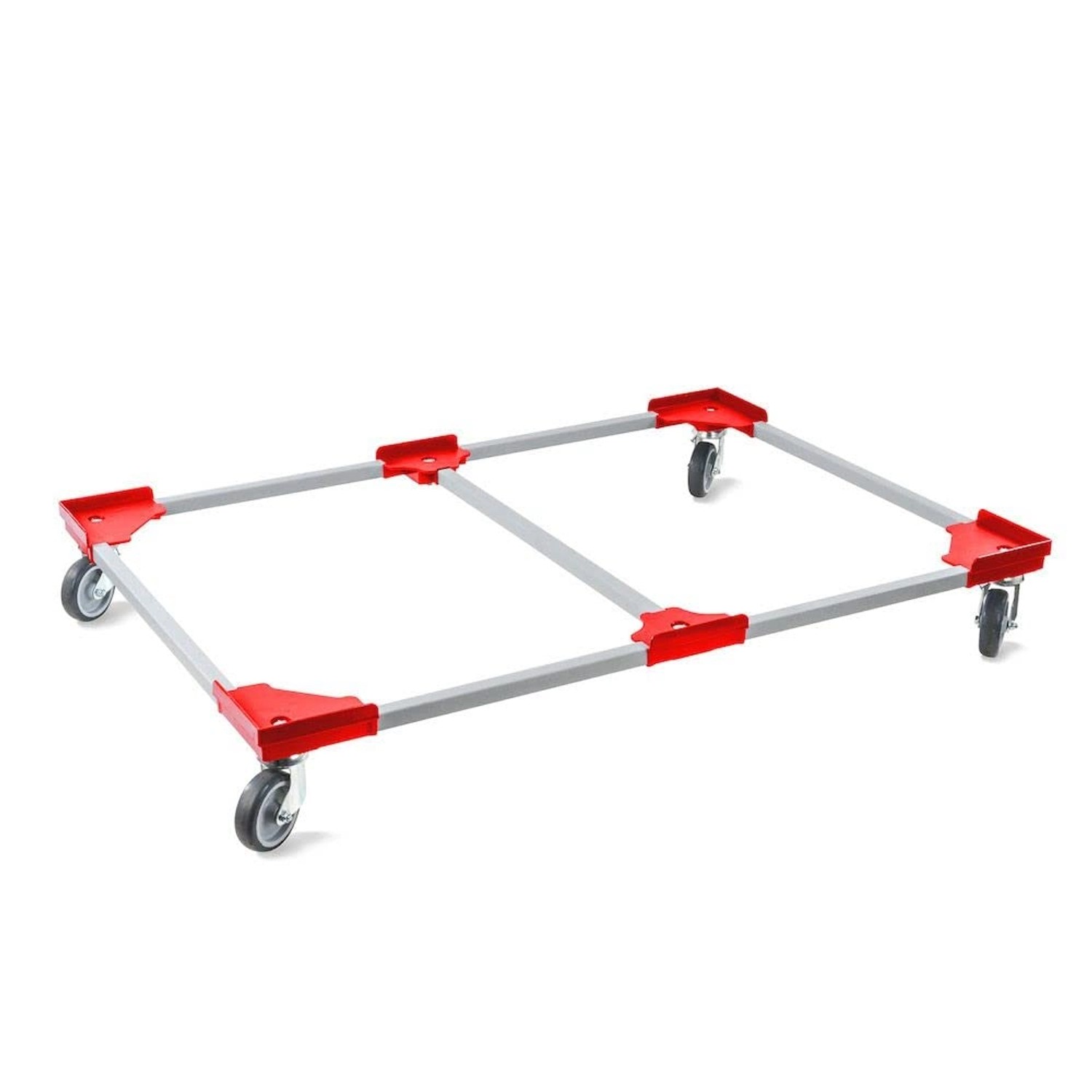 PROREGAL SparSet 12x Profi-Flex Transportroller für Euroboxen 120 x 80 cm mit Gummiräder Rot unterteilt 4 Lenkrollen Traglast 300 kg von PROREGAL