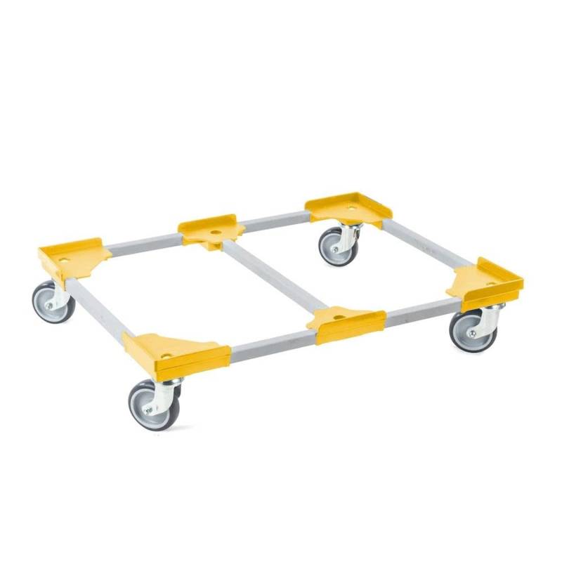 PROREGAL SparSet 12x Profi-Flex Transportroller für Euroboxen 80 x 60 cm mit Gummiräder Gelb unterteilt 4 Lenkrollen Traglast 300 kg von PROREGAL