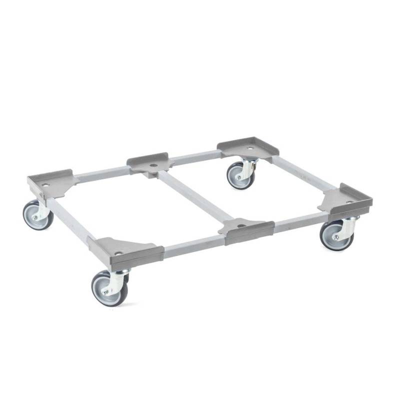 PROREGAL SparSet 12x Profi-Flex Transportroller für Euroboxen 80 x 60 cm mit Gummiräder Grau unterteilt 4 Lenkrollen Traglast 300 kg von PROREGAL