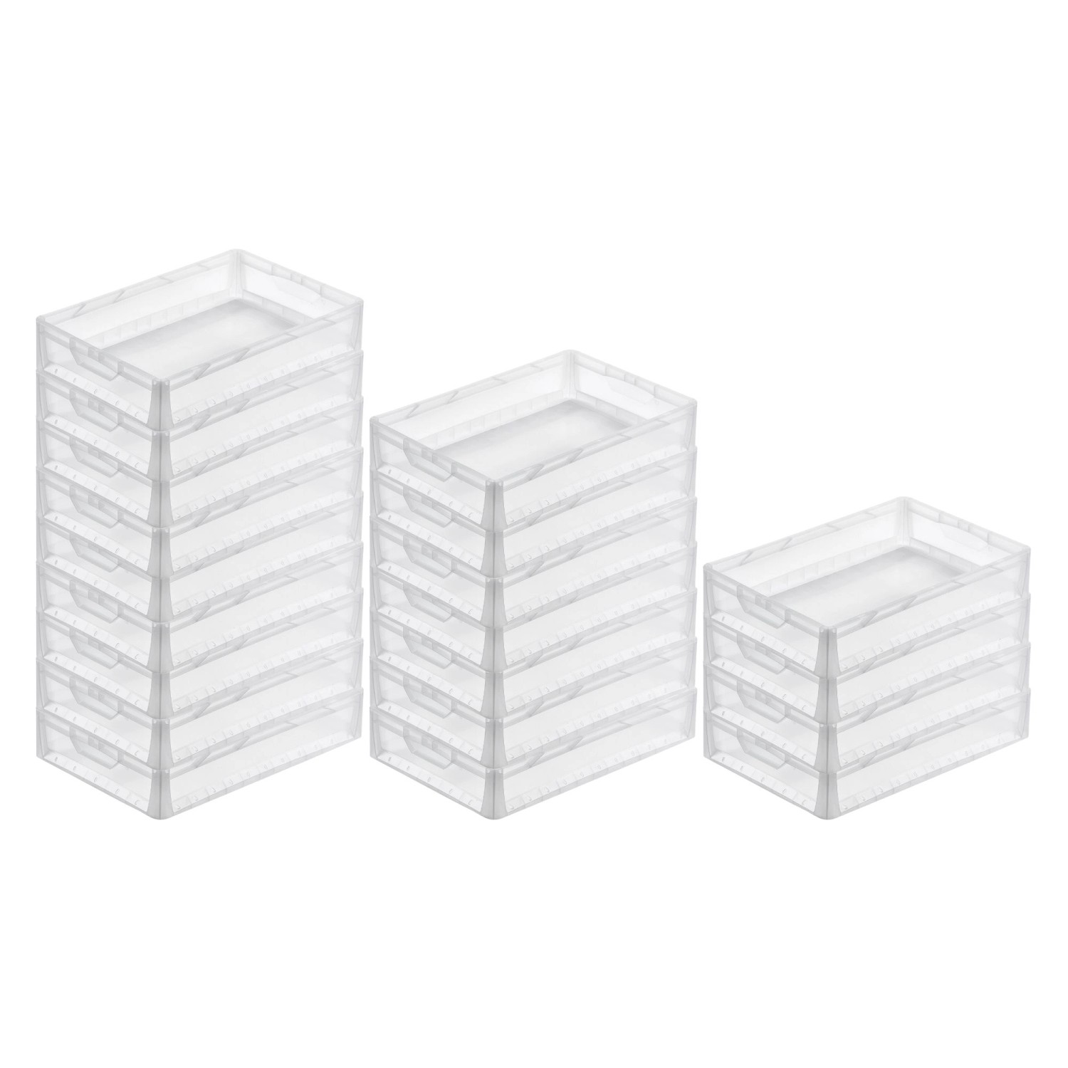 PROREGAL SparSet 20x Transparenter Eurobehälter LightLine mit Offenem Griff HxBxT 12 x 40 x 60 cm 24 Liter Eurobox Transportbox von PROREGAL