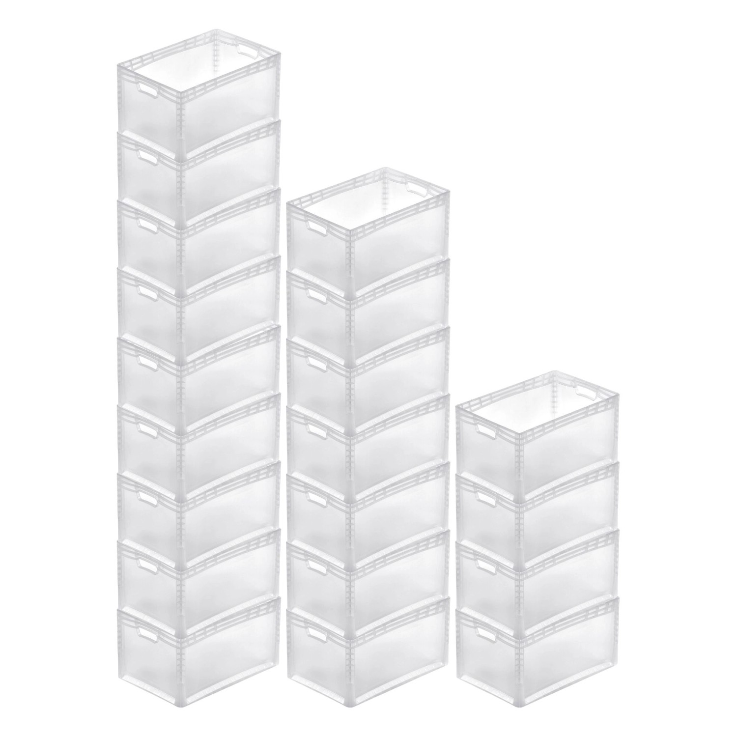 PROREGAL SparSet 20x Transparenter Eurobehälter LightLine mit Offenem Griff  HxBxT 32 x 40 x 60 cm 66 Liter Eurobox Transportbox von PROREGAL