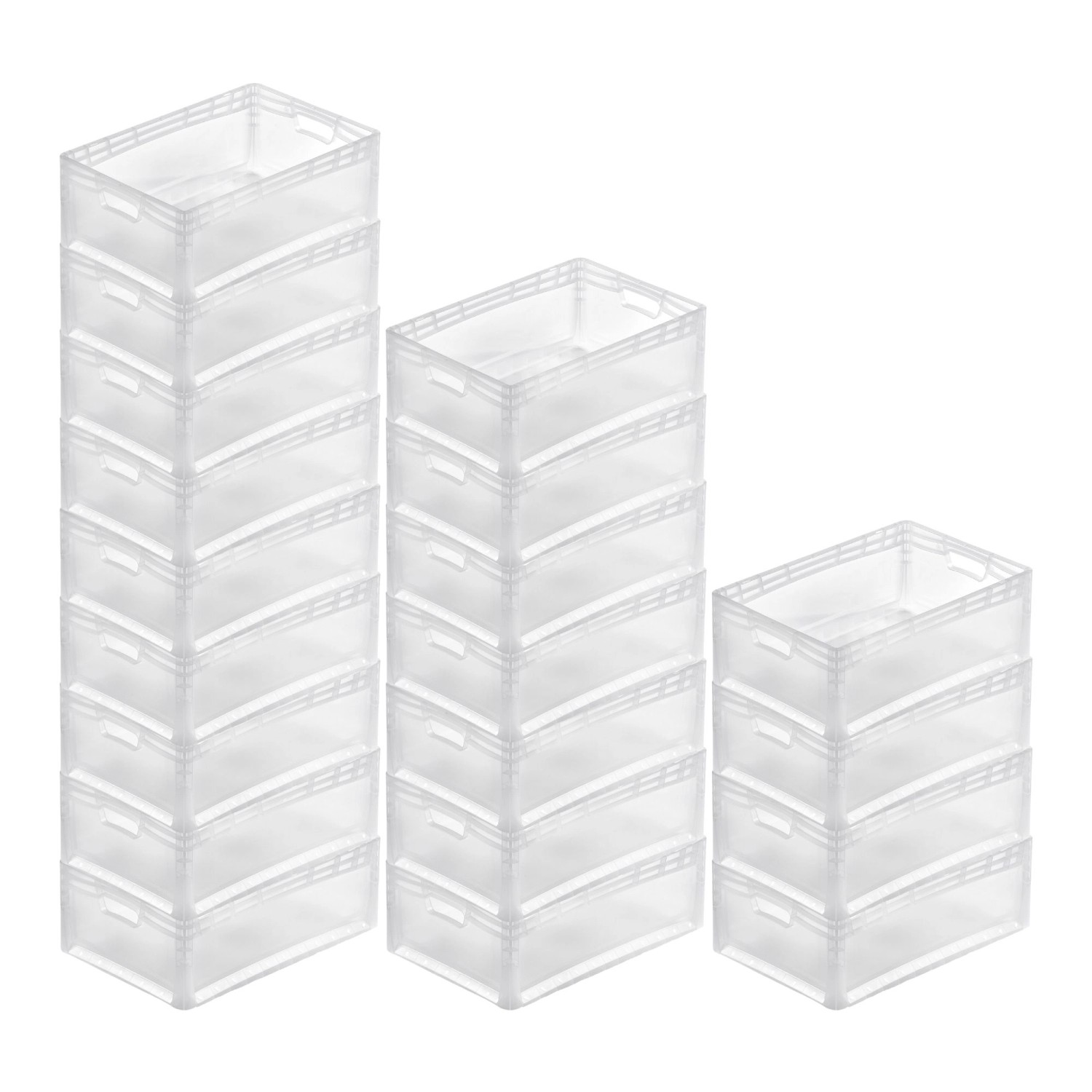PROREGAL SparSet 20x Transparenter Eurobehälter LightLine mit Offenem Griff HxBxT22 x 40 x 60 cm 46 Liter Eurobox Transportbox von PROREGAL