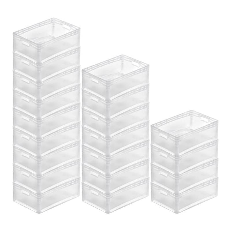 PROREGAL SparSet 20x Transparenter Eurobehälter LightLine mit Offenem Griff HxBxT22 x 40 x 60 cm 46 Liter Eurobox Transportbox von PROREGAL