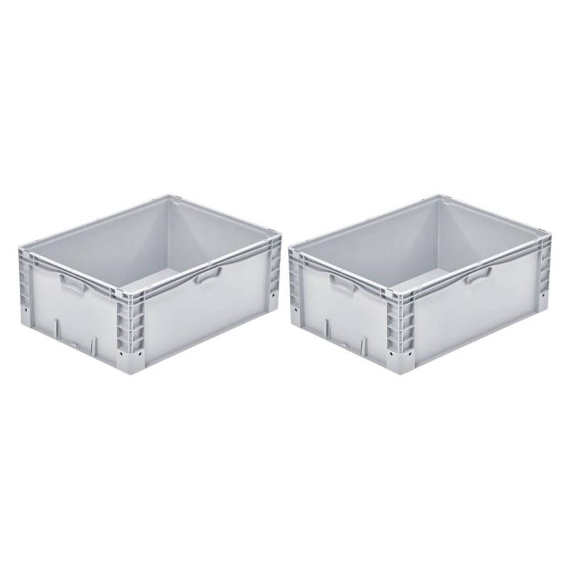 PROREGAL SparSet 2x Euro-Norm Großbehälter HxBxT 32 x 60 x 80 cm 133 Liter Glatter Boden Grau Eurobehälter Transportbox von PROREGAL