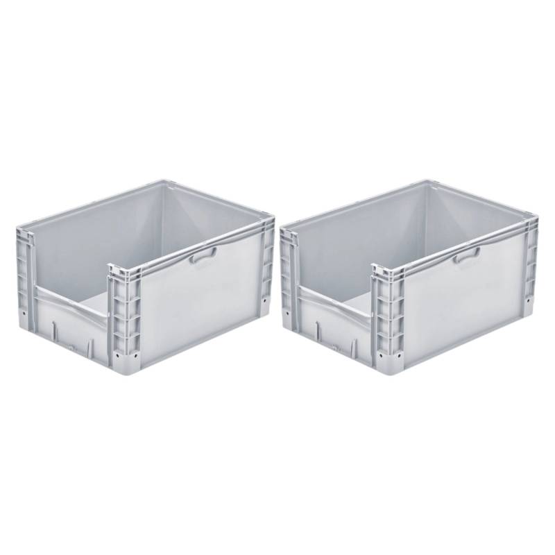 PROREGAL SparSet 2x Euro-Norm Großbehälter Insight HxBxT 42 x 60 x 80 cm 168 Liter Grau Eurobehälter Transportbox von PROREGAL