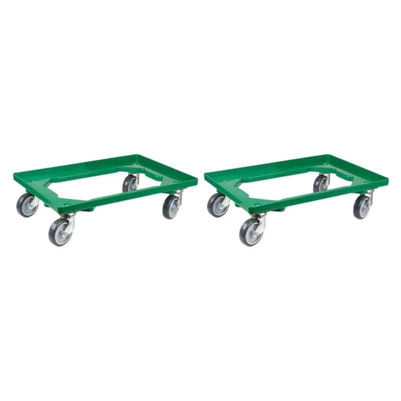 PROREGAL SparSet 2x Transportroller für Euroboxen 60 x 40 cm mit Gummiräder Grün Offenes Deck 2 Lenkrollen und 2 Bockrollen Traglast 300 kg PROREGAL SparSet 2x Transportroller für Euroboxen 60 x 40 cm mit Gummiräder Grün Offenes Deck 2 Lenkrollen und 2 Bockrollen Traglast 300 kg von PROREGAL