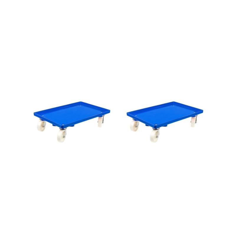 PROREGAL SparSet 2x Transportroller für Euroboxen 60 x 40 cm mit Kunststoffräder Blau Geschlossenes Deck 4 Lenkrollen Traglast 300 kg von PROREGAL