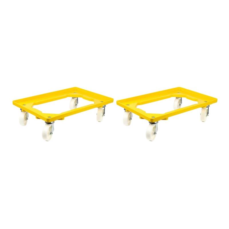 PROREGAL SparSet 2x Transportroller für Euroboxen 60 x 40 cm mit Kunststoffräder Gelb Offenes Deck 4 Lenkrollen Traglast 300 kg von PROREGAL