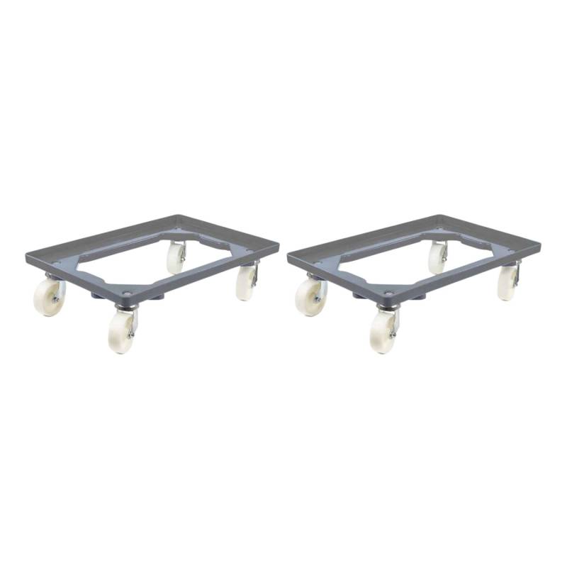 PROREGAL SparSet 2x Transportroller für Euroboxen 60 x 40 cm mit Kunststoffräder Grau Offenes Deck 2 Lenkrollen und 2 Bockrollen Traglast 300 kg PROREGAL SparSet 2x Transportroller für Euroboxen 60 x 40 cm mit Kunststoffräder Grau Offenes Deck 2 Lenkrollen und 2 Bockrollen Traglast 300 kg von PROREGAL