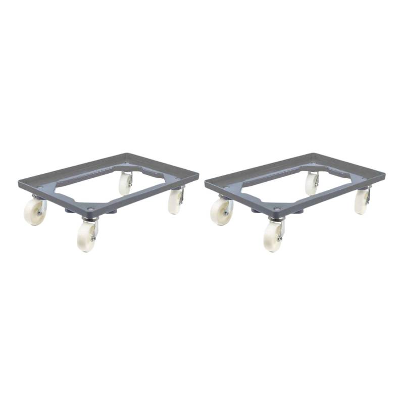 PROREGAL SparSet 2x Transportroller für Euroboxen 60 x 40 cm mit Kunststoffräder Grau Offenes Deck 2 Lenkrollen und 2 Bremsrollen Traglast 300 kg PROREGAL SparSet 2x Transportroller für Euroboxen 60 x 40 cm mit Kunststoffräder Grau Offenes Deck 2 Lenkrollen und 2 Bremsrollen Traglast 300 kg von PROREGAL