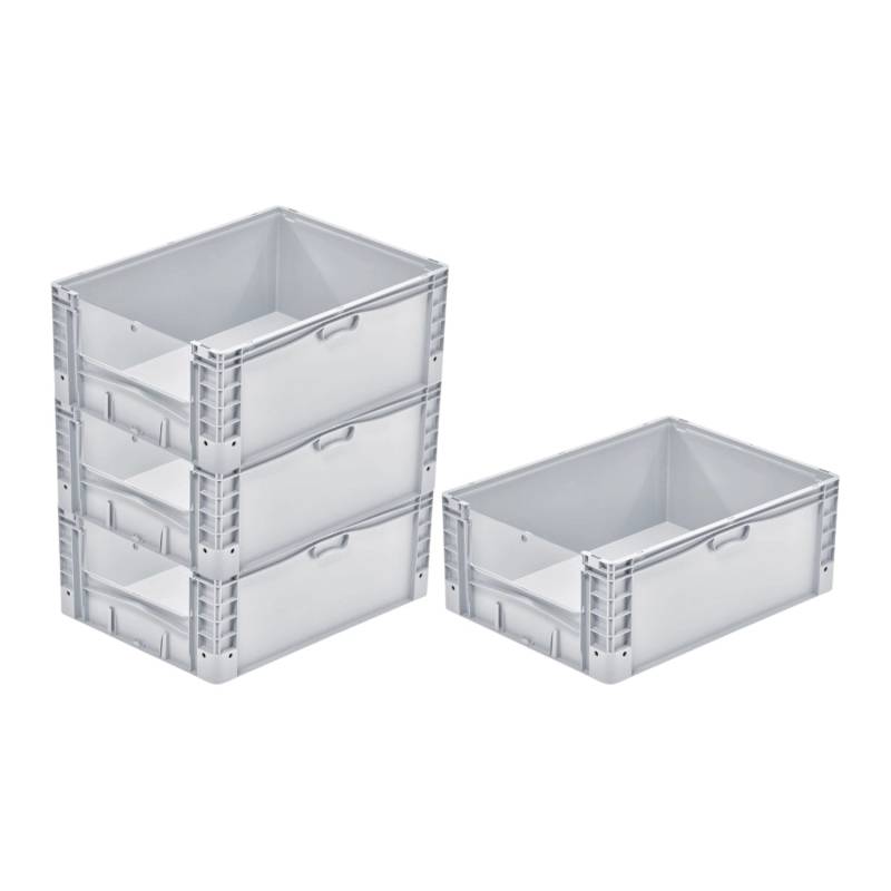 PROREGAL SparSet 4x Euro-Norm Großbehälter Insight Cover HxBxT 32 x 60 x 80 cm 133 Liter Grau Eurobehälter Transportbox von PROREGAL