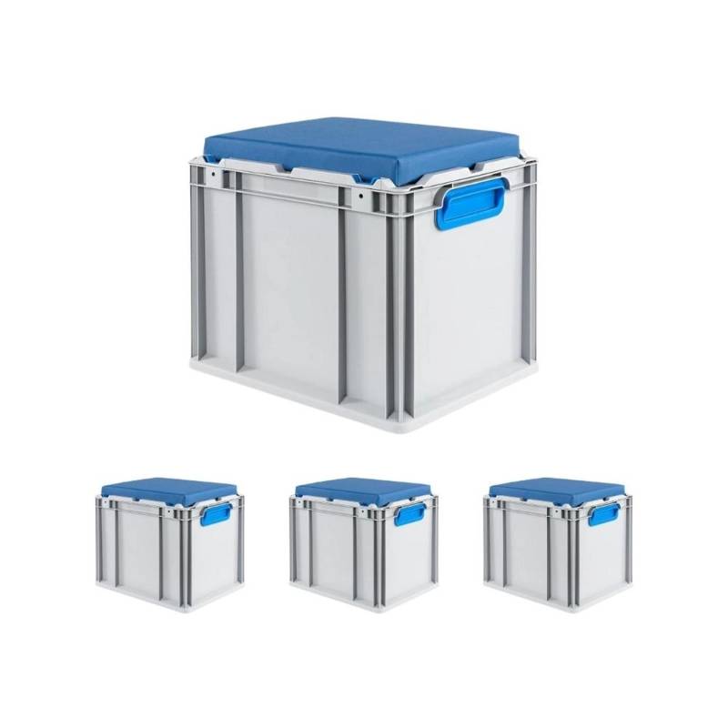 SparSet 4 x Eurobox NextGen Seat Box Blau HxBxT 36,5 x 30 x 40 cm 30 Liter Griffe Geschlossen Eurobehälter Sitzbox Transportbox von PROREGAL