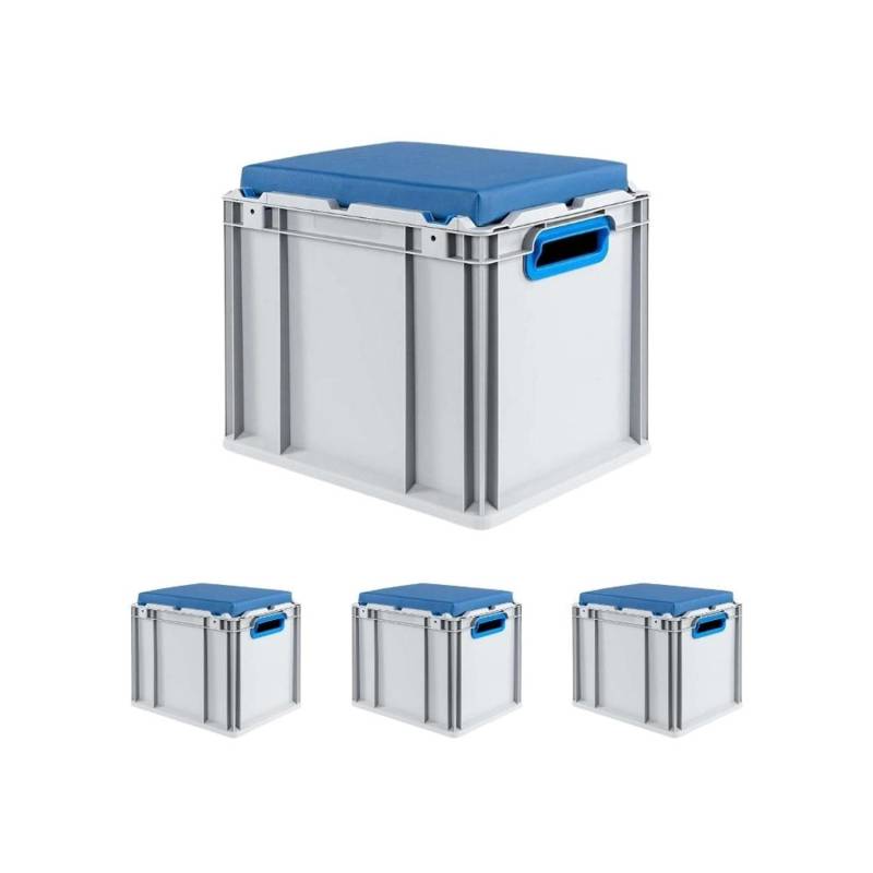 SparSet 4 x Eurobox NextGen Seat Box Blau HxBxT 36,5 x 30 x 40 cm 30 Liter Griffe Offen Eurobehälter Sitzbox Transportbox von PROREGAL
