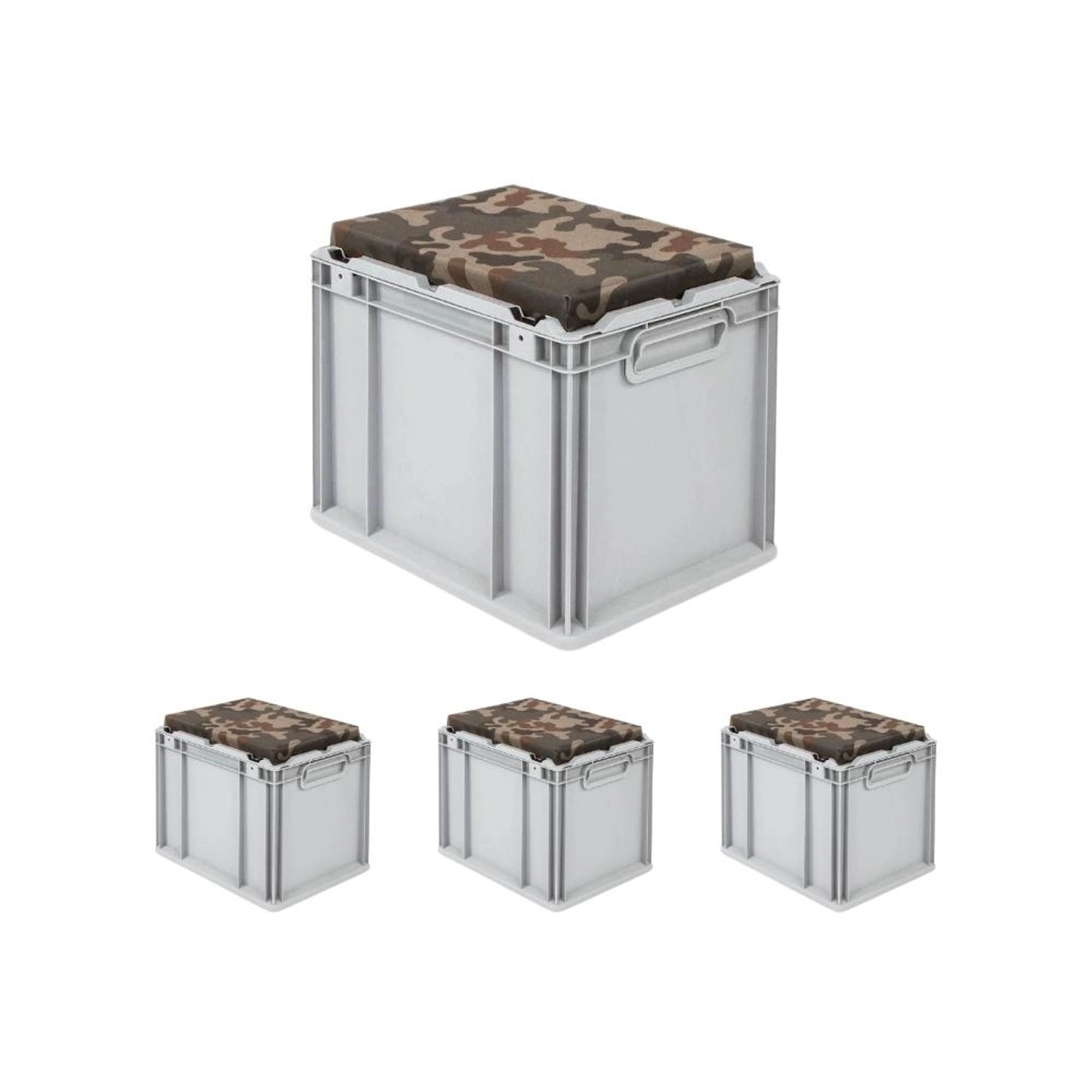 SparSet 4 x Eurobox NextGen Seat Box Camouflage HxBxT 36,5 x 30 x 40 cm 30 Liter Griffe Geschlossen Eurobehälter Sitzbox Transportbox SparSet 4 x Eurobox NextGen Seat Box Camouflage HxBxT 36,5 x 30 x 40 cm 30 Liter Griffe Geschlossen Eurobehälter Sitzbox Transportbox von PROREGAL