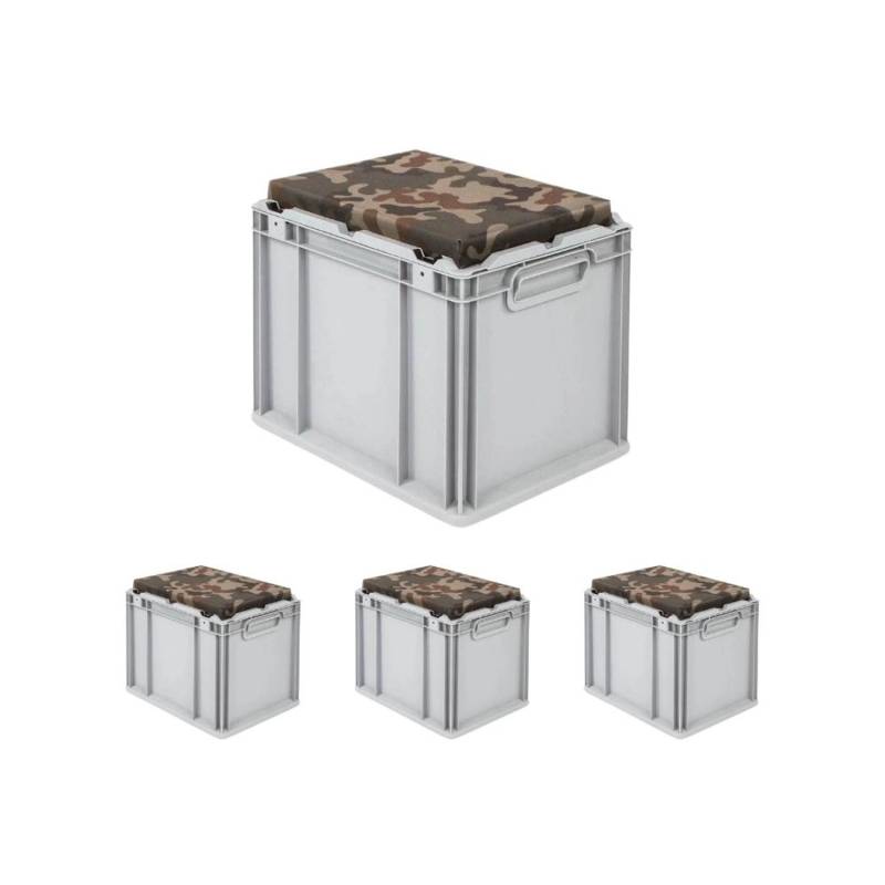 SparSet 4 x Eurobox NextGen Seat Box Camouflage HxBxT 36,5 x 30 x 40 cm 30 Liter Griffe Geschlossen Eurobehälter Sitzbox Transportbox von PROREGAL
