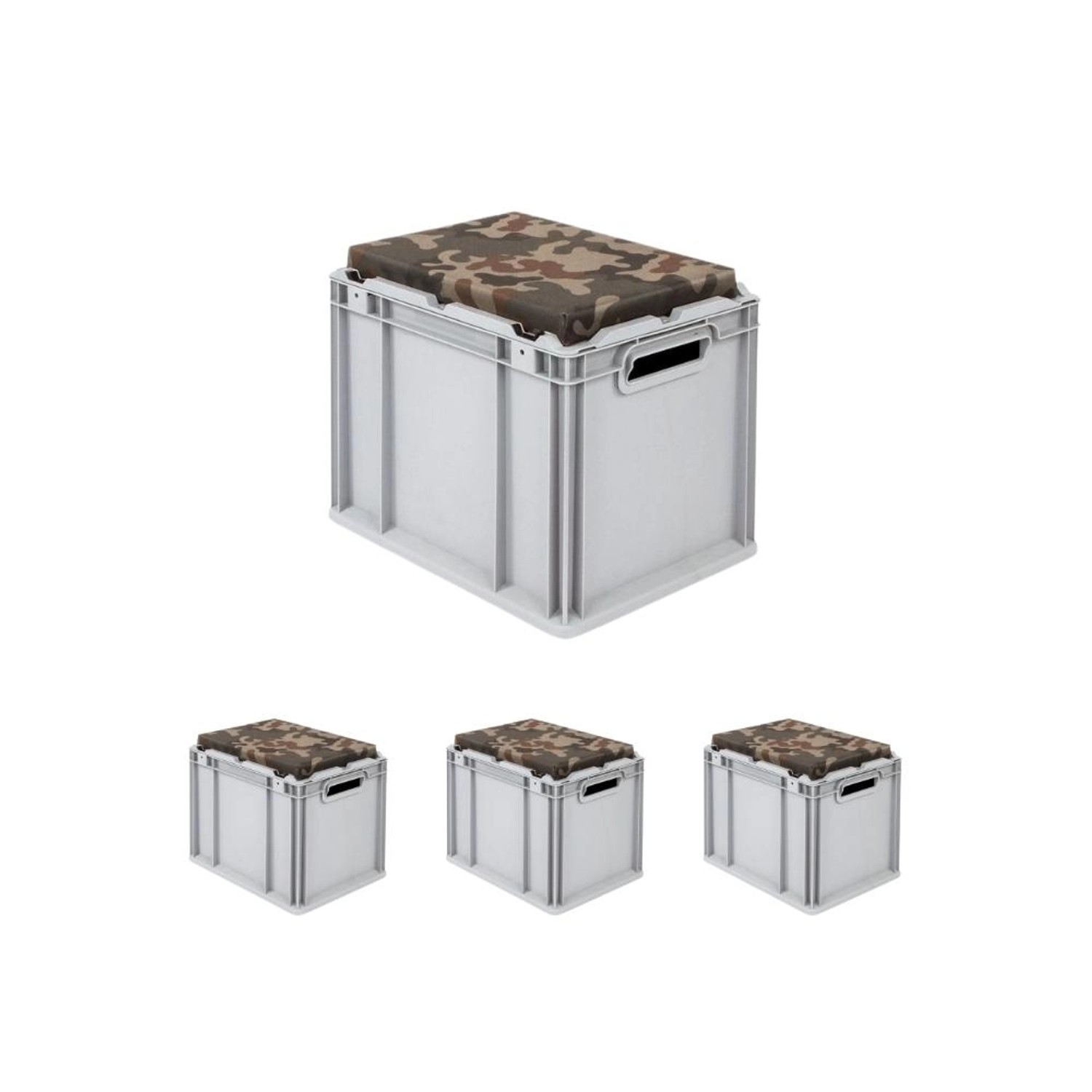 SparSet 4 x Eurobox NextGen Seat Box Camouflage HxBxT 36,5 x 30 x 40 cm 30 Liter Griffe Offen Eurobehälter Sitzbox Transportbox SparSet 4 x Eurobox NextGen Seat Box Camouflage HxBxT 36,5 x 30 x 40 cm 30 Liter Griffe Offen Eurobehälter Sitzbox Transportbox von PROREGAL