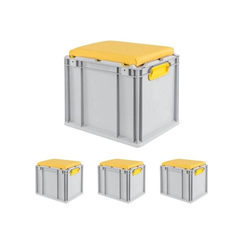 SparSet 4 x Eurobox NextGen Seat Box Gelb HxBxT 36,5 x 30 x 40 cm 30 Liter Griffe Geschlossen Eurobehälter Sitzbox Transportbox von PROREGAL