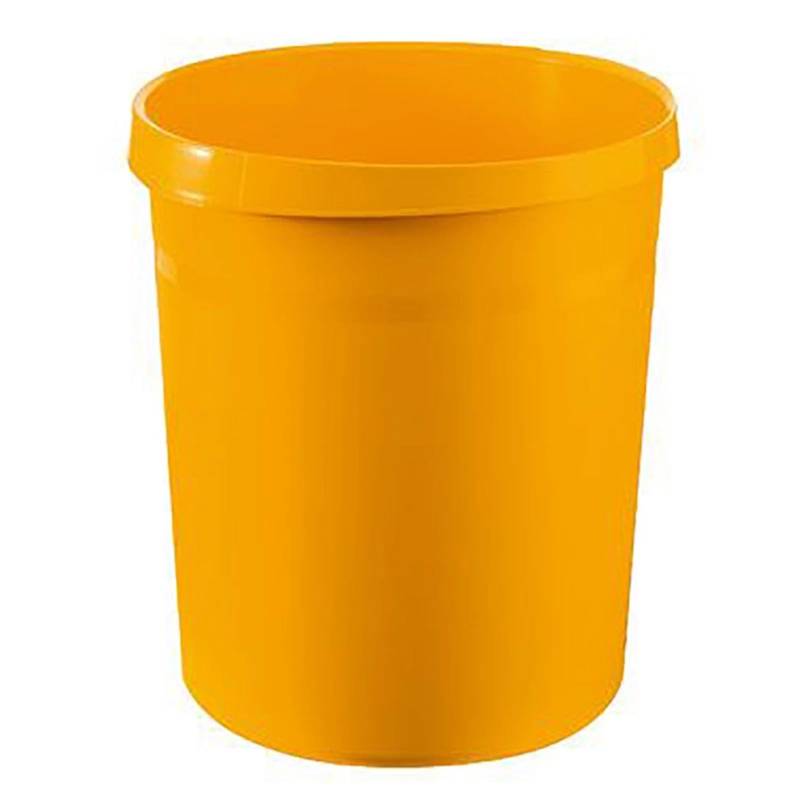 PROREGAL SparSet 4x Klassischer Runder Papierkorb aus Kunststoff 18 Liter HxDurchmesser 35 x 31,2 cm Gelb von PROREGAL