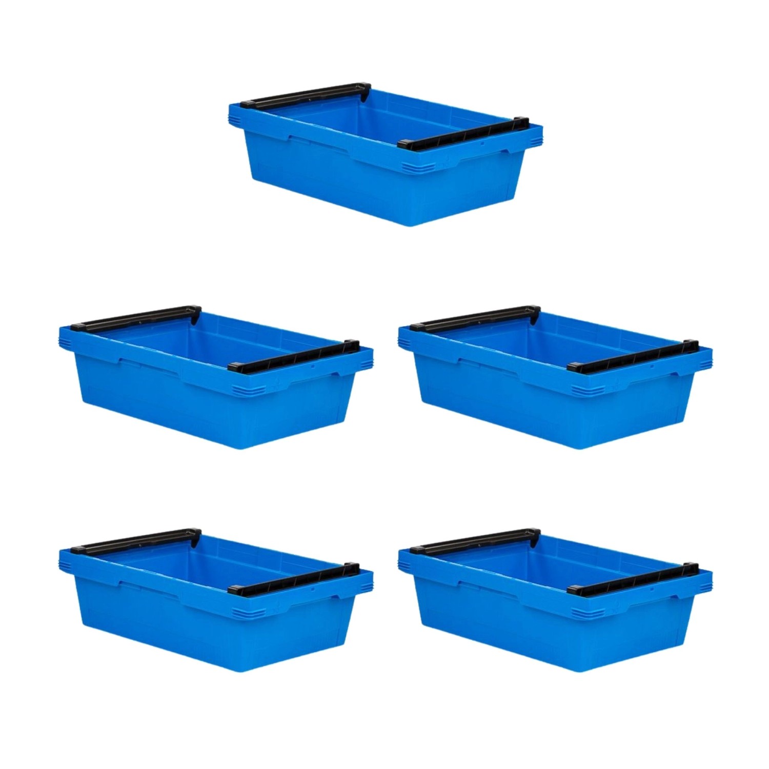 PROREGAL SparSet 5x Conical Mehrweg-Stapelbehälter mit Stapelbügel Blau HxBxT 17,3 x 40 x 60 cm 29 Liter Lagerbox Eurobox Transportbox von PROREGAL