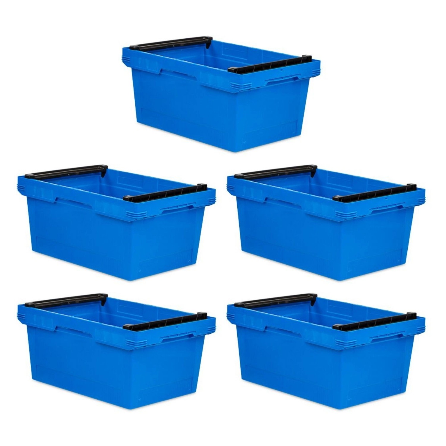PROREGAL SparSet 5x Conical Mehrweg-Stapelbehälter mit Stapelbügel Blau HxBxT 27,3 x 40 x 60 cm 47 Liter Lagerbox Eurobox Transportbox von PROREGAL