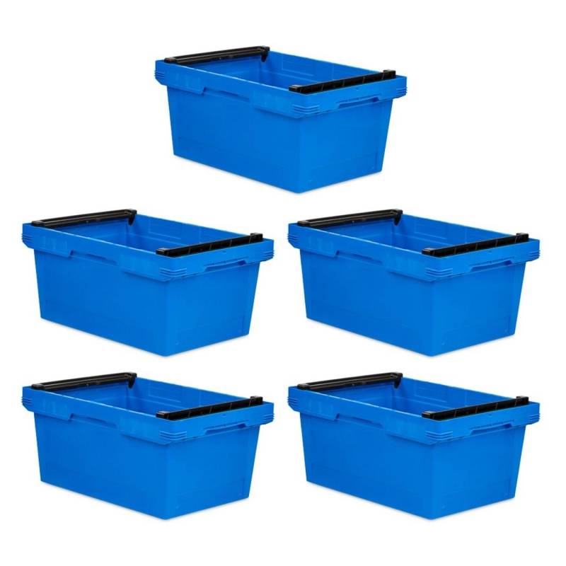 PROREGAL SparSet 5x Conical Mehrweg-Stapelbehälter mit Stapelbügel Blau HxBxT 27,3 x 40 x 60 cm 47 Liter Lagerbox Eurobox Transportbox von PROREGAL