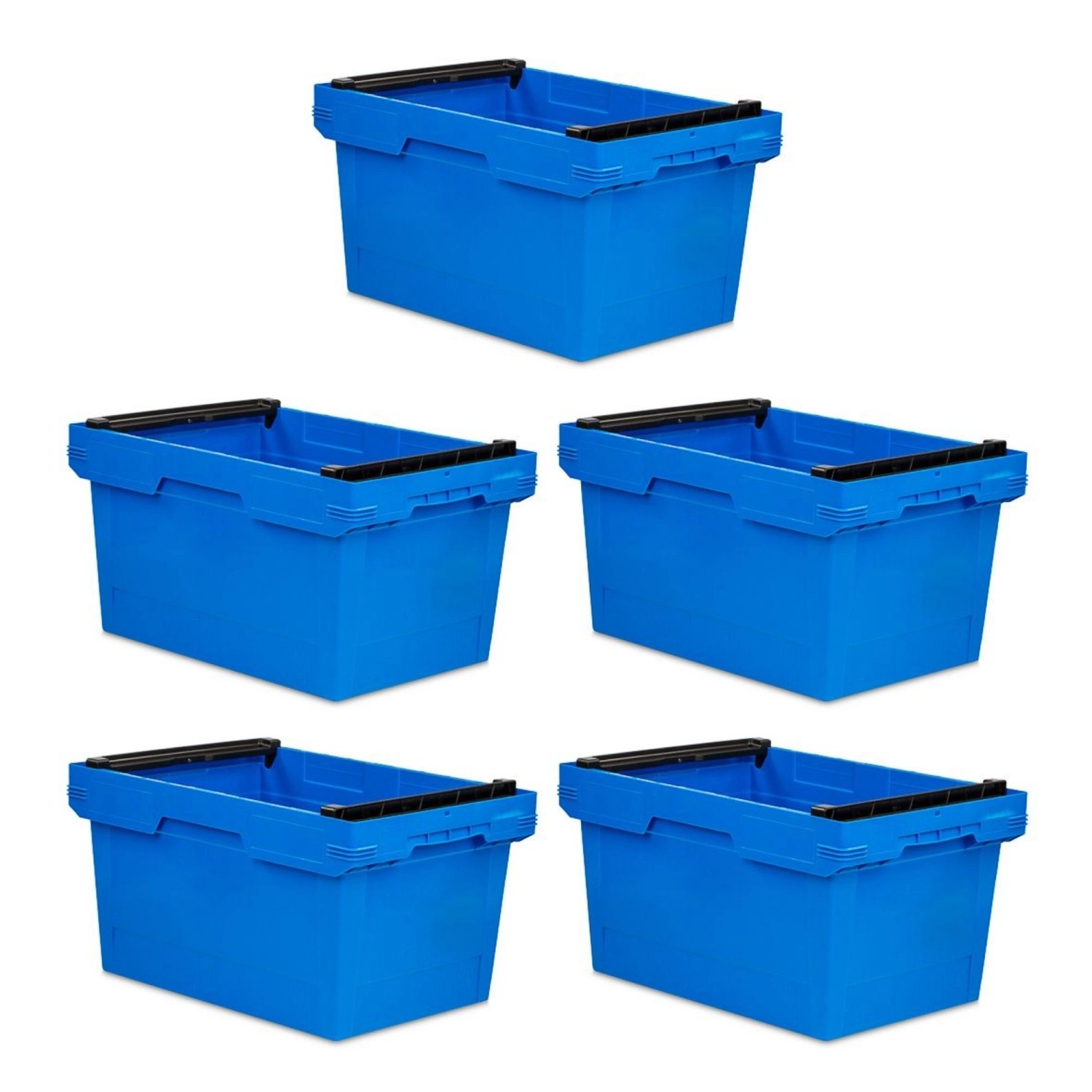 PROREGAL SparSet 5x Conical Mehrweg-Stapelbehälter mit Stapelbügel Blau HxBxT 32,3 x 40 x 60 cm 58 Liter Lagerbox Eurobox Transportbox von PROREGAL