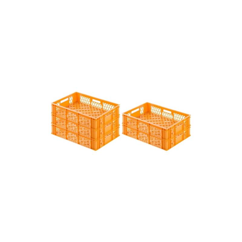 PROREGAL SparSet 5x Eurobehälter Bäcker- und Konditorenkasten HxBxT 13 x 40 x 60 24 Liter Gelb-Orange Brötchenkiste Stapelbare Bäckerkiste von PROREGAL