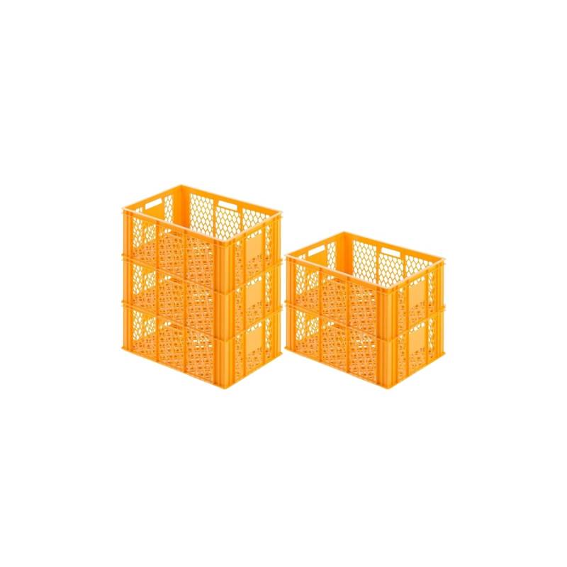 PROREGAL SparSet 5x Eurobehälter Bäcker- und Konditorenkasten HxBxT 25 x 40 x 60 49 Liter Gelb-Orange Brötchenkiste Stapelbare Bäckerkiste von PROREGAL