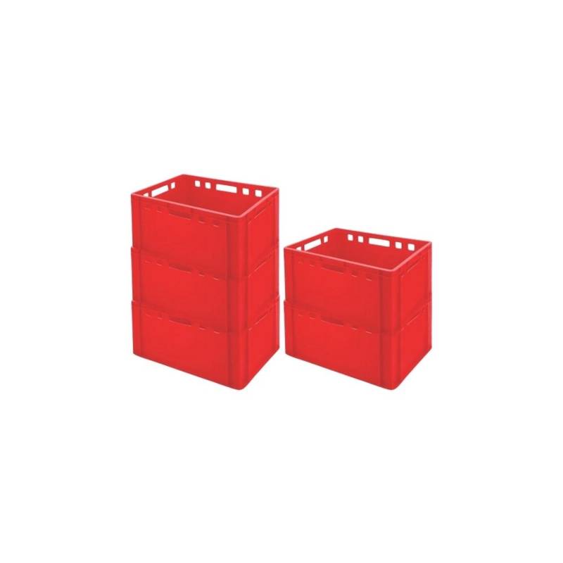 PROREGAL SparSet 5x Eurobehälter Fleischerkasten E3 HxBxT 30 x 40 x 60 cm 59 Liter Rot Fleischerkiste Fleischkiste Metzgerkiste Fleischbehälter von PROREGAL