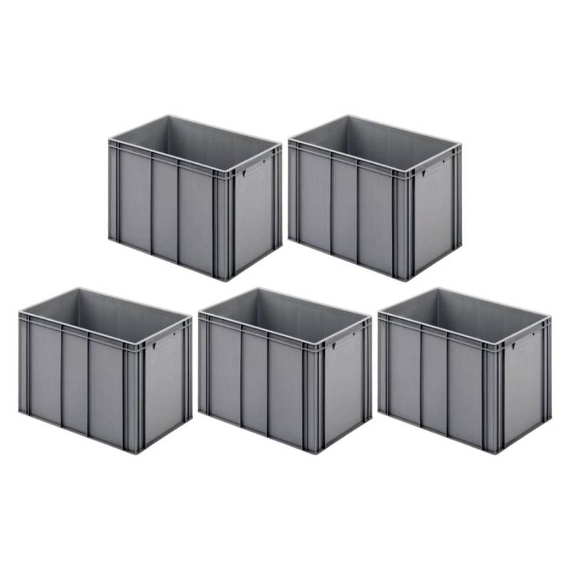 PROREGAL SparSet 5x Eurobehälter mit Geschlossenem Griff HxBxT 42 x 40 x 60 cm 70 Liter Grau Eurobox Transportbox von PROREGAL