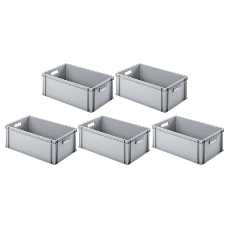 PROREGAL SparSet 5x Eurobehälter mit Offenem Griff HxBxT 22 x 40 x 60 cm 38 Liter Grau Eurobox Transportbox von PROREGAL