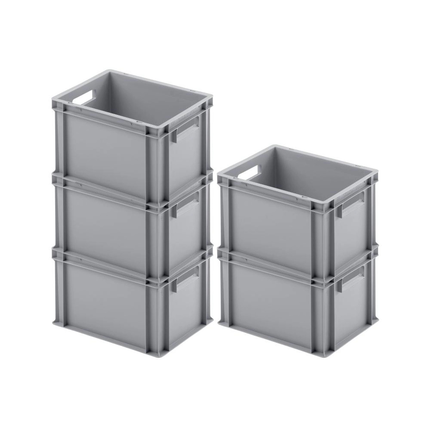 SparSet 5 x Eurobehälter Mit Offenem Griff HxBxT 23,5 x 30 x 40 cm 22 Liter Grau Eurobox Transportbox Transportbehälter Stapelbehälter SparSet 5 x Eurobehälter Mit Offenem Griff HxBxT 23,5 x 30 x 40 cm 22 Liter Grau Eurobox Transportbox Transportbehälter Stapelbehälter von PROREGAL
