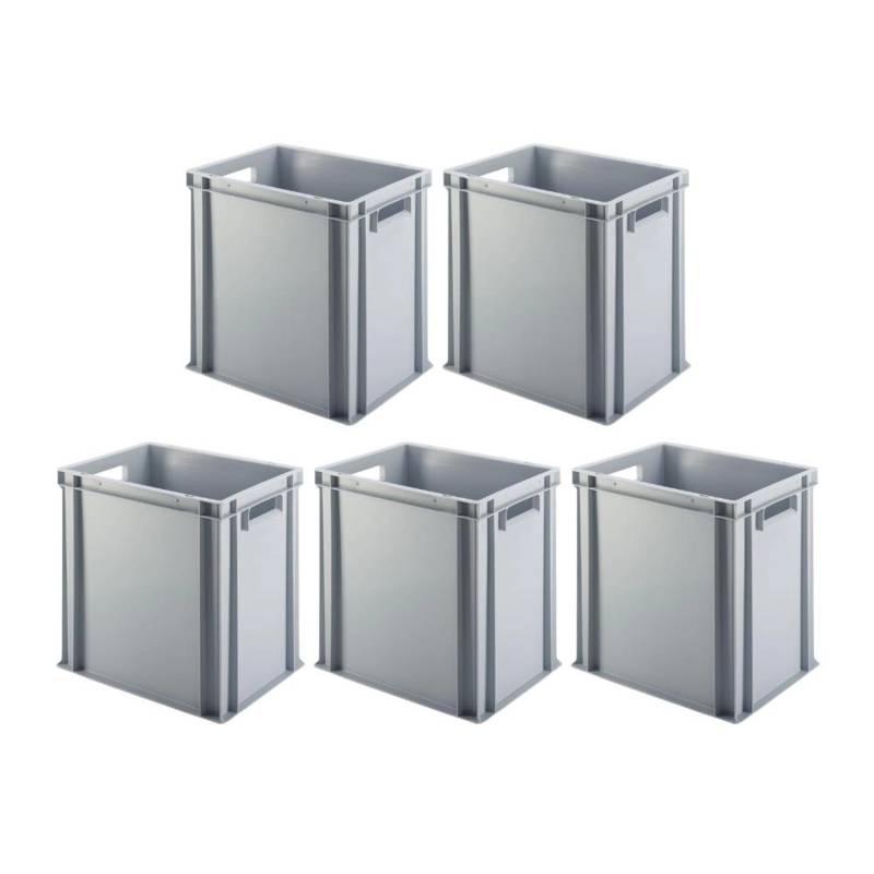 PROREGAL SparSet 5x Eurobehälter mit Offenem Griff HxBxT 40 x 30 x 40 cm 37 Liter Grau Eurobox Transportbox von PROREGAL