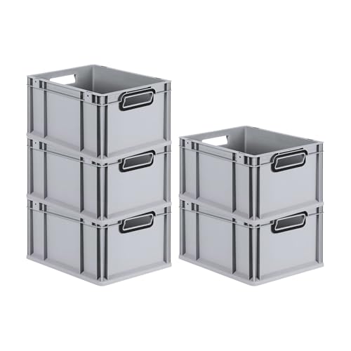 PROREGAL SparSet 5x Eurobox NextGen Color | HxBxT 22x30x40cm | 20 Liter | Griffe schwarz offen | Glatter Boden | Grau | Eurobehälter, Transportbox, Transportbehälter, Stapelbehälter PROREGAL SparSet 5x Eurobox NextGen Color | HxBxT 22x30x40cm | 20 Liter | Griffe schwarz offen | Glatter Boden | Grau | Eurobehälter, Transportbox, Transportbehälter, Stapelbehälter von PROREGAL