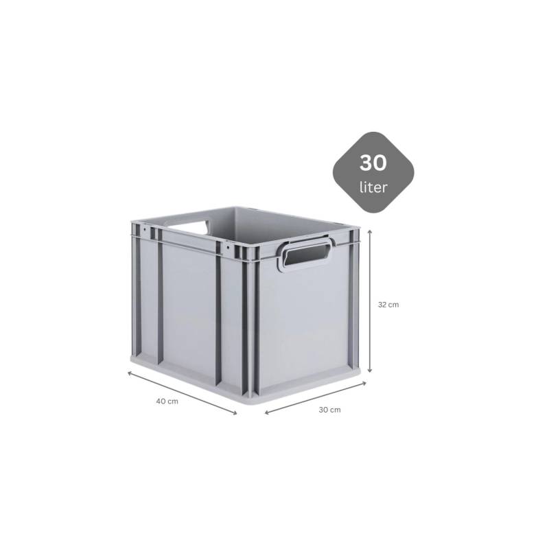 PROREGAL SparSet 5x Eurobox NextGen Grip mit Auflagedeckel mit 4 Blauen Schiebeschnappverschlüssen HxBxT 32 x 30 x 40 cm 30 Liter Griffe von PROREGAL
